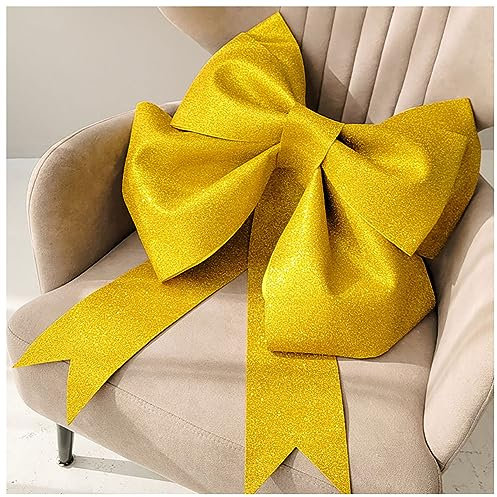 Egurs Schleife Große Rote Schleifen Handgemachte DIY Schleife Riesenschleife für Auto Valentinstag Weihnachten Geschenk Hochzeit Deko und Geburtstag Party Dekoration Glitzer Gold 75cm