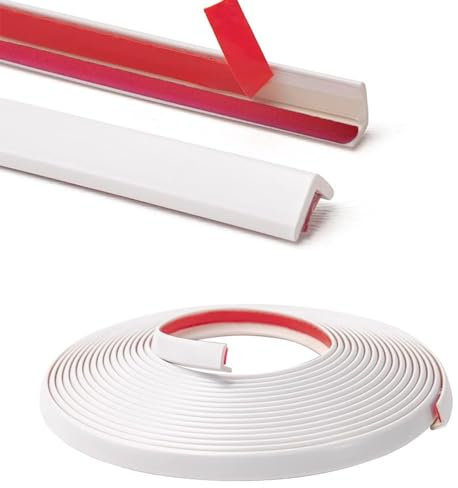 6M Vinyl Outside Corner Trim Self Adhesive PVC Tile Edging Strip for Wall and Tile Edges,Peel and Stick Furniture Coner Decoration External Coner Moulding Trim,White