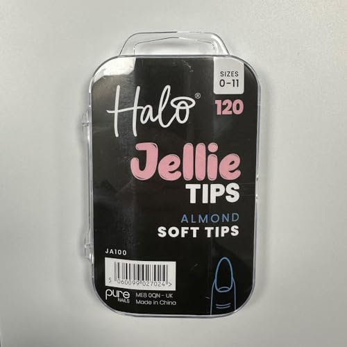 Halo Jellie Nail Tips Almond Sizes 0-11 (Pack of 120 Mixed)