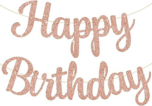 TONIFUL Rose Gold Happy Birthday Banner. NO DIY 10Füße, Pre-Strung-Glitter Happy Birthday Zeichen, Happy Birthday Girlande, Happy Birthday Hintergrund, Happy Birthday Dekorationen für Frauen