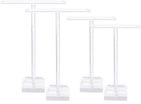 PATIKIL Earring Display Stands, 4pcs Earring Holder Earring Stand Storage Organizer Acrylic Necklace T Rack for Jewelry Photography Necklace,Transparent