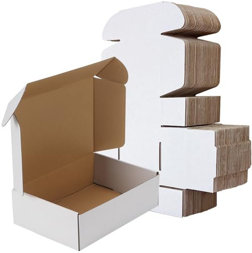 RLAVBL 25 Stück weiße Versandkartons mit den Maßen 25,4 x 17,8 x 7,7 cm für den Versand von Spielzeug und Geschenken