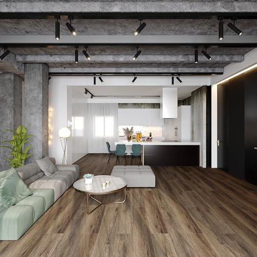 100 Fliesen SPC Vinylboden, Anti-Schimmel Wasserfest Rutschfest Vinyl-Fliesen Bodenbelag Fußboden mit IXPE integrierten schalldichten Pads, 25,54m² 5 mm Schnallendesign Einfache Verlegung Holzoptik