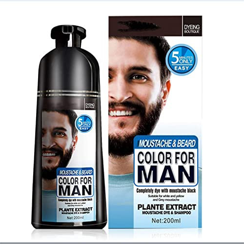 Men Beard Hair Color Instant Dye Black Mustache Beard Darkening Shampoo Professional Men's Mustache & Beard Black Hair Color Dye Shampoo (1pcs)