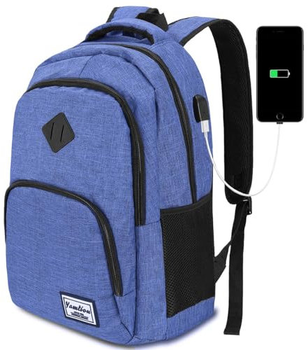 Mochila Escolar Niña Niño,Mochila Juvenil Mochila Portatil para Chico Chica Adolescente Estudiante Universidad Instituto Oficina Trabajo 15.6 pulgadas Azul