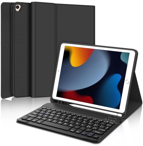 Occtingkind, Tastatur für iPad 10,2 Zoll 9a/8a/7. Gen (2019-2021), Schutzhülle mit magnetischem abnehmbarem Bluetooth Tastatur-Cover iPad 10,2 Zoll, iPad Pro 10,5, iPad Air 3, italienisches Layout