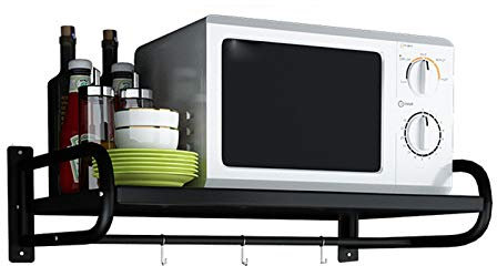 Estante para microondas, estantes de cocina montados en la pared, soporte para microondas colgante de aleación de aluminio, estante para horno, organizador de almacenamiento de cocina, ahorro de