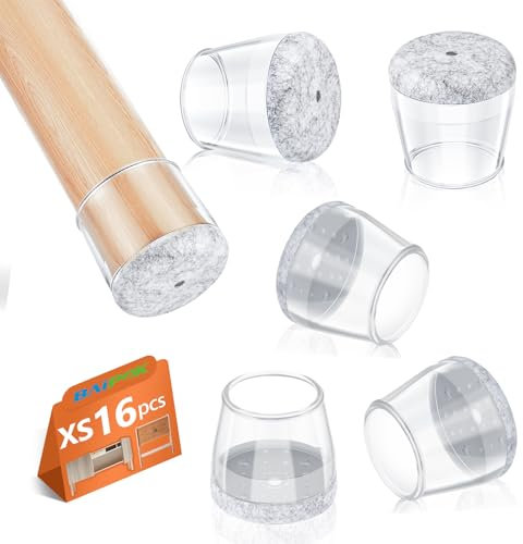 BAIPOK Protection Pied de Chaise, 16 pièces Patins pour Chaises en Silicone avec Feutre épaissi, Protections de Sol en Silicone, réduire Les Rayures