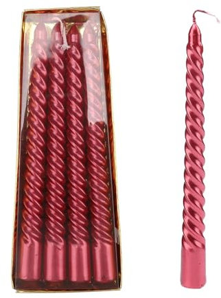 Bolosa 4 Stück Spiralkerzen Rot, Spitzkerzen, Lange Kerzen Rot, Kerzen Aesthetic, Dinner Kerzen Gedreht