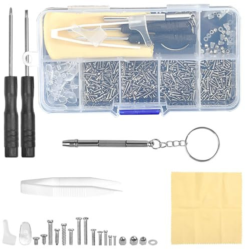 500 PCS Eyeglass Repair Tool Set, Glasses Repair Kit with Screws, Nose Pads, Screwdriver, and Tweezers - Complete Eyewear Fixing Kit