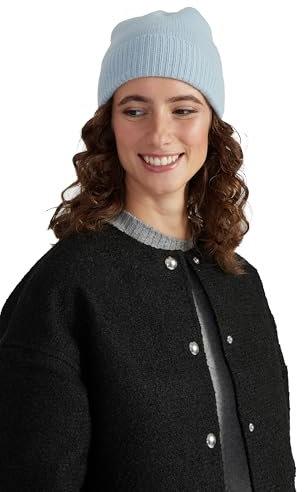 Style & Republic Kaschmir Sport Mütze-Beanie Damen aus 100% Cashmere - Dein kuscheliger Premium Beanie für stilvolle Herbst- & Winter-Momente-Pastel_Blue_Mel