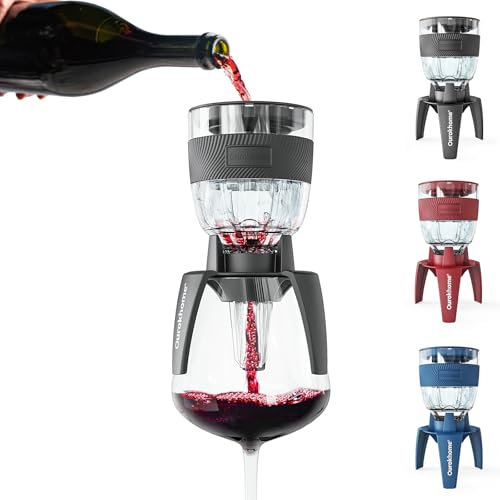 Ourokhome Wine Aerator Pourer - Wine Decanter Spout - Premium Decanter for Red Wine - Original Design for All Decanters, Wine Gifts, Wine Accessories (Black)
