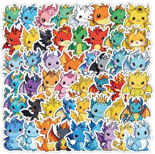 Aufkleber Pack 50 Stück Drachen Aufkleber Wasserflaschen Laptop Telefon Gitarre Skateboard Computer Koffer Fahrrad Dragon Vinyl Stickers Wasserdicht Ästhetisch Aufkleber für Jugendliche Kinder