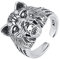 RWCCCRW Offener Ring aus Sterlingsilber für Damen, dreidimensionale Tiger- und Leopardenkopfform, herrschsüchtiger Herrenring, einzigartiger Designring im Punk-Stil
