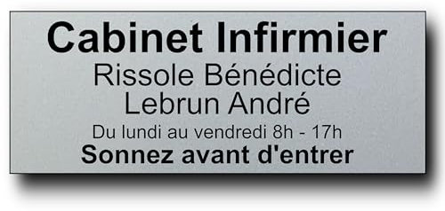 Plaque de porte personnalisée 24x10 cm – Jusqu’à 5 lignes – Plaque PVC pour porte d’entrée, numéro de porte, prénom, nom, profession, usage privé ou professionnel, signalétique résistante (Argent)