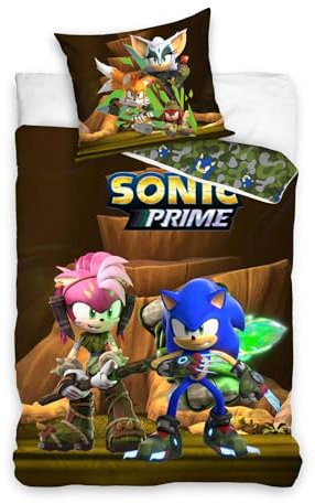 Carbotex Sonic The Hedgehog Wende-Bettwäsche-Set 135x200 80x80 Baumwolle Kinder-Bettzeug