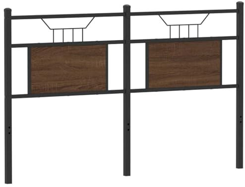 vidaXL Tête de lit chêne Marron 140 cm Bois d'ingénierie et Acier, Panneau de tête, tête de lit pour lit Double, tête de lit Double