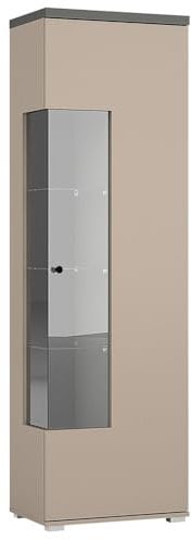 Lomadox Vitrine 180 cm hoch in beige Vitrinenschrank Wohnzimmervitrine modern