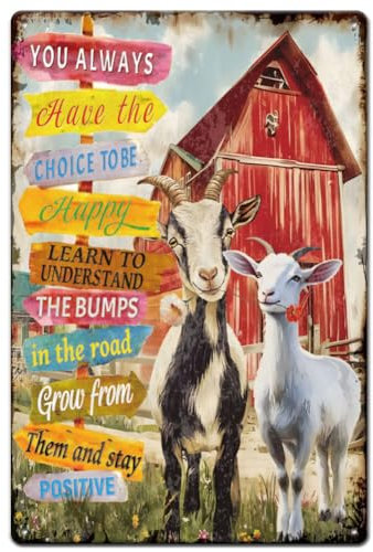 SUPERDANT Cartello Stradale di Capra Cartello di Latta Animale Poster Retrò In Metallo Vintage Arte di Campagna Cartello Citazione Ispiratrice Decorazione per Arte Murale Vintage Targa Poster