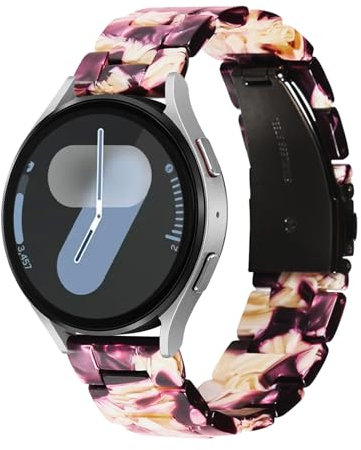 Bracelet en Résine pour Samsung Galaxy Watch 7 40mm/ 44mm Bracelet de Montre, avec Métal Plié Fermoir pour Femme Homme Colorée Bande de Rechange Compatible avec Samsung Watch 7 40mm/ 44mm Sangle (5)