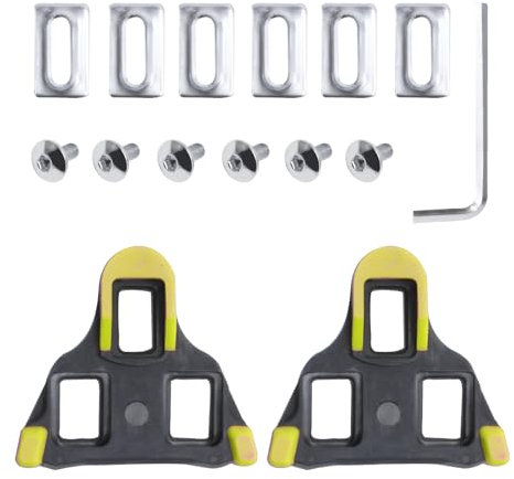 mohito SPD SL Cleats,Fahrrad Cleats,kompatibel mit Shimano SPD SL Cleats,Hochleistungs-Pedalplatte für Straßen- und Hallenradsport (gelb + schwarz)