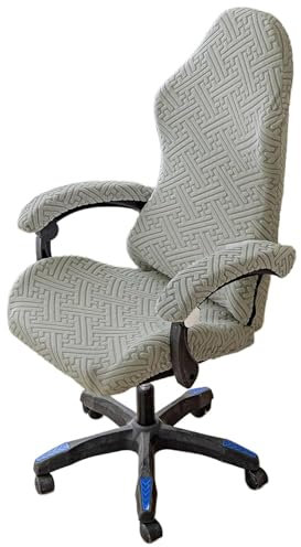 WYLEBER Housses de Chaise de Gaming,Housse de Fauteuil Rotatif avec Accoudoirs/Dossier de Chaise,Antidérapante Rétractable Protection de Siège Gaming(Gentleman Gray)