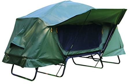 WDWDW Camping-Feldbett-Zelt-Kombi-Set – Erhöhtes, Doppellagiges, regenfestes Outdoor-Campingzelt-Feldbett mit Fenster, Gaze-Aufbewahrungstasche und Schaumstoffunterlage