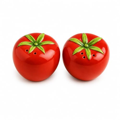 Topshop24you Salz und Pfefferstreuer Set Keramik Tomate ca. Ø 6 cm × 5 cm
