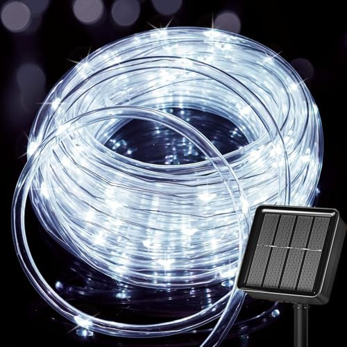Fonysien 10M 100LEDs Solar Lichtschlauch Außen, Wetterfest Schlauch Lichterketten mit 8 Modi Solar Lichterkette Außen für Weihnachten Garten Hochzeit Terrasse Balkon