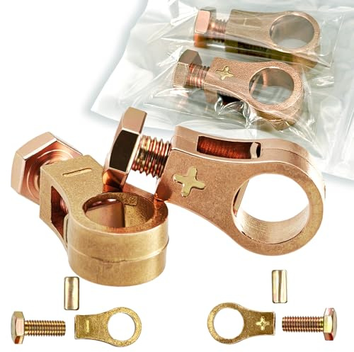 CTRICALVER Brass battery post connectors Thickening | Universal Solderless Anti-Corrosion Connectors for Car, Van, Boat, Marine & Leisure Battery