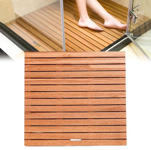 Badematte Holz, Teakholz rutschfest Badvorleger, Holzmatte für Badewanne, geeignet für Spa, Zuhause oder im Freien(60x80cm/23.6x31.5in)