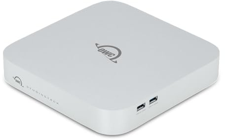 OWC StudioStack Thunderbolt 5 80Gb/s Storage and Hub Enclosure | Stackable storage enclosure perfectly sized to Mac Studio with integrated Thunderbolt 5 and USB-A 10Gb/s hubs - Up to 60W PD
