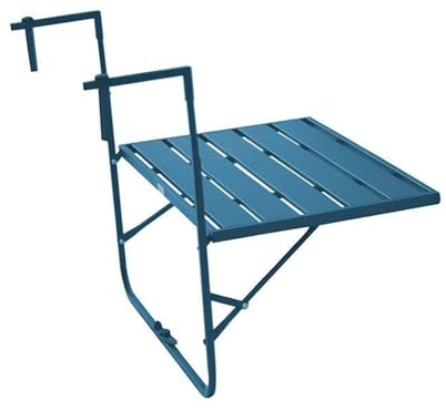SpaceSaving Metal Coat Rack for Balcony RailingFoldable Side Railing Hanger for Indoor/Outdoor Use on Balconies Patios and Terraces (Blue) Ideal for Small Spaces