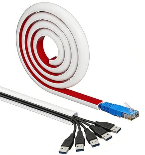 1M*18mm Cable Trunking White, Wire Covers for Cables | PVC Wire Hider, TV Cable Hider, Self Adhesive, for Electric Cables, Walls, Floors, Ceilings, Tiles