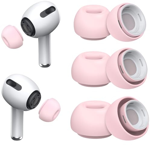 3 Paar Aufsätze kompatibel mit AirPods Pro 2 & 1 (S/M/L, Rosa) | Ohreinsätze Silikontips mit Geräuschreduzierungslöchern, tragbare Aufbewahrungsbox, passend für Ladecase
