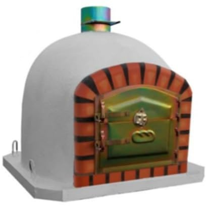 Horno de Leña Artesanal 80x80 cm - Puerta Metálica, Base de Hormigón y Cúpula Blanca | Horno de Pizza Exterior con Ladrillo Refractario | EIDER BIOMASA