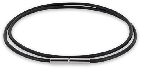 Auroris Echtleder Kette 2 mm schwarz mit Tunnel-Drehverschluss aus Edelstahl Länge wählbar / 60 cm