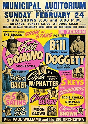 RR19 Vintage Fats Domino Rock & Roll Concert Gig Band Advertisement Poster Print - A3 (432 x 305mm) 16.5 x 11.7