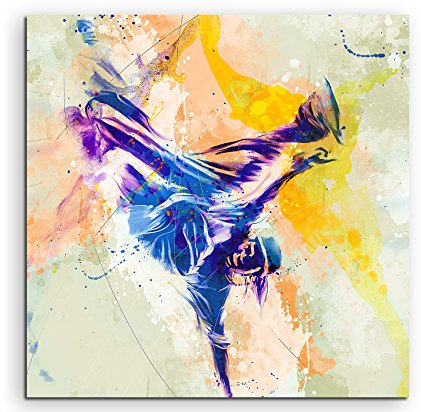Breakdance 60x60cm Wandbild SPORTBILD Aquarell Art tolle Farben von Paul Sinus
