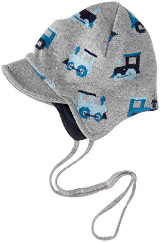 Döll Baby-Jungen Inka Bindemütze mit Schirm Strick Mütze, Grau (Light Gray Melange 8100), 37 cm