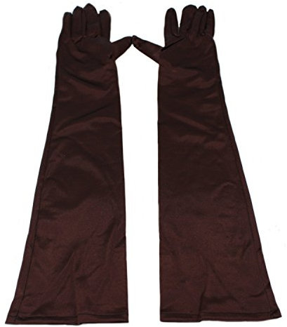 MEISHINE® Braut Ellenbogenlange Handschuhe Damen Frauen Lange Satin Stretch Handschuhe für Hochzeit Abendveranstaltung (Kaffee)