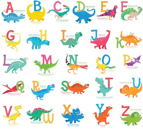 DECOWALL DS-8033 Dinosaur Alphabet Kids Wall Stickers ABC Peel and Stick Dinosaurs Decals Removable Nursery Bedroom Living Room Art Decor (Small)