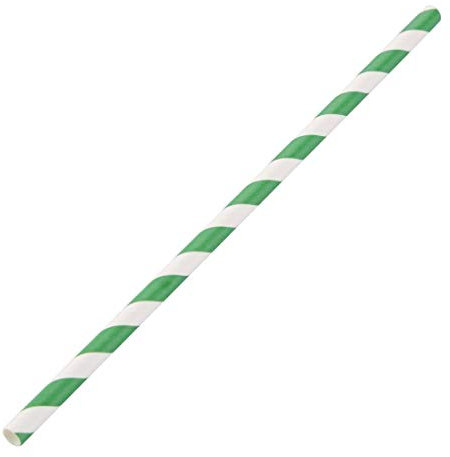 Fiesta Green Lot de 250 Pailles en Papier Compostables Motif Rayures Vertes