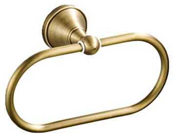 Aothpher Anneau Porte-Serviette Ovale Contemporain en Laiton pour Salle de Bain, Fixation Murale, Finition Laiton Antique