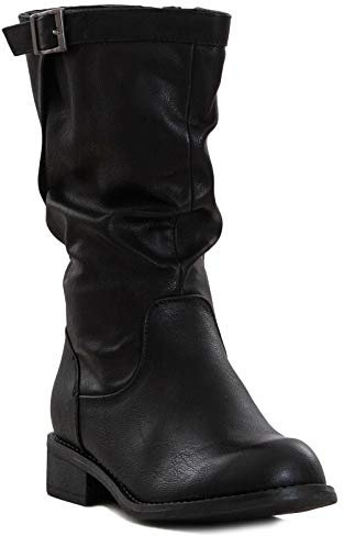 Toocool - Scarpe Donna Stivali Biker Motociclista Ecopelle Casual Fibbia LO-991 [41,Nero]