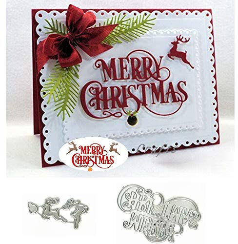 Merry Christmas Rentier Metall-Stanzschablonen, Rentier-Schablonen, DIY, Basteln, Karten, Stanzformen für DIY, Prägung, Kartenherstellung, Foto, dekorative Papierformen, Scrapbooking