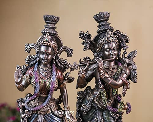 SHIVAJI ARTS Göttliche Radha Krishna Statue 37 cm gebondete Bronze