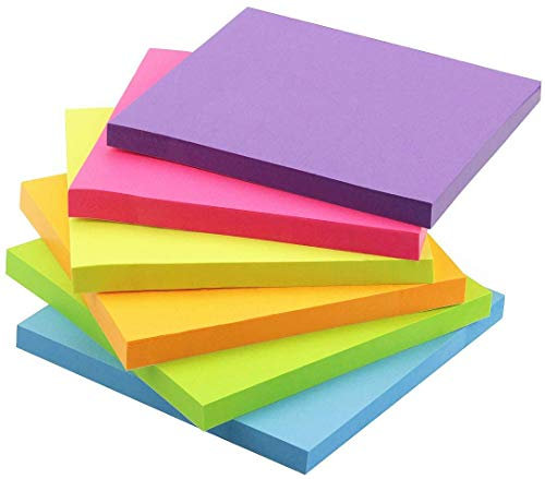 Early Buy 4x4 Sticky Notes with 6 Bright Color Self-Stick Notes 6 Pads/Pack, 70 Sheets/pad