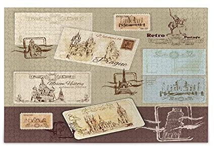 Vintage Postkarten Briefmarke Puzzles 500 1000 Teile für Erwachsene Spielzeug Puzzle Spiel für Mädchen(Jedes Foto kann individuell angepasst Werden)