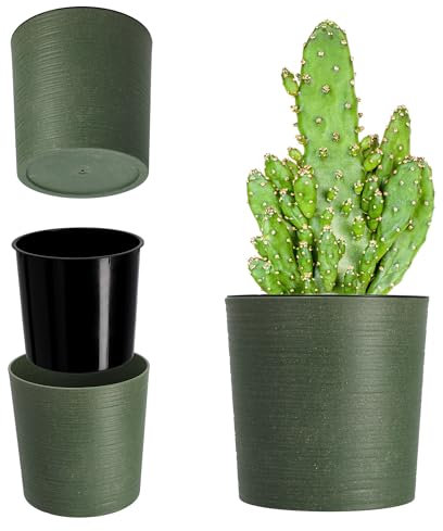 KADAX Pot de Fleurs Vert 30 cm – en Plastique et Copeaux de Bois Recyclés pour Une Décoration Rustique et Authentique, Idéal pour l'Intérieur ou l'Extérieur